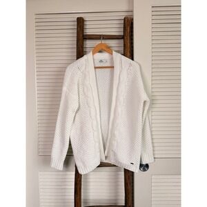 Hollister Cardigan Sweater Womens Small White Excellent Chenille Cable Knit